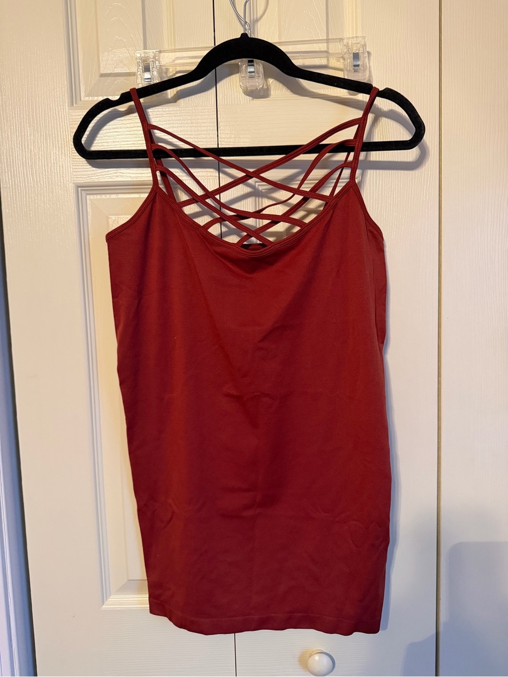 Zenana Outfitters Brick Red Crisscross Strap Cami